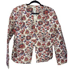 Belongings Womens Quilted Floral Paisley Jacket Size Large Bohemian